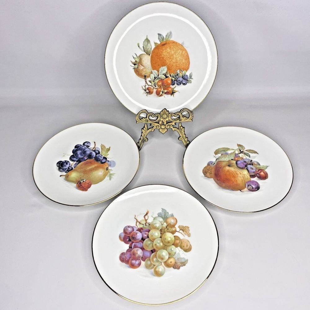 Bavaria Schumann Arzberg Germany Gold‎ Trim 7.5" Fruit Salad Dessert Plates 4